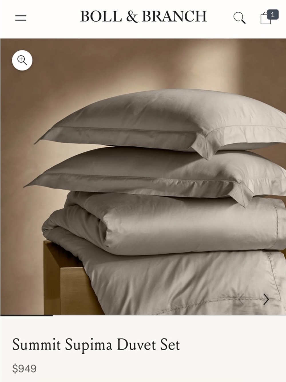 Boll & Branch Summit Collection Supima Duvet King Cal King Pewter NWOT